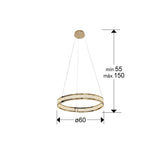 Lámpara de techo colgante de 1 aros Schuller Lorian dorado brillo acero 3000K Ø60cm dimensiones