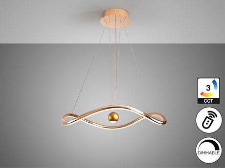 Lámpara de techo colgante Schuller Romina dorado brillo acero CCT con mando Ø78cm vista 3