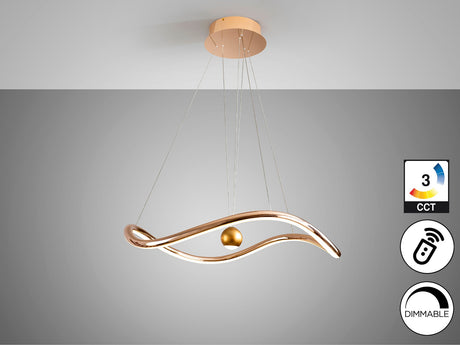 Lámpara de techo colgante Schuller Romina dorado brillo acero CCT con mando Ø78cm vista 4