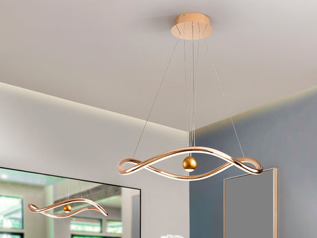 Lámpara de techo colgante Schuller Romina dorado brillo acero CCT con mando Ø78cm 227902