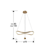 Lámpara de techo colgante Schuller Romina dorado brillo acero CCT con mando Ø78cm dimensiones