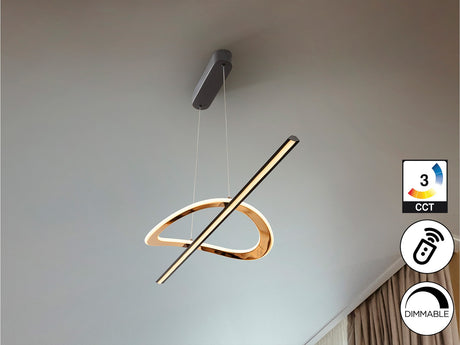 Lámpara de techo colgante Schuller Enora dorado brillo y negro acero CCT con mando vista 3
