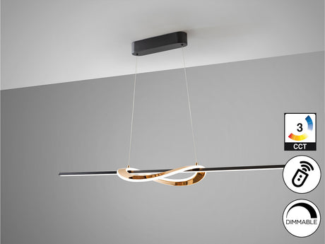 Lámpara de techo colgante Schuller Enora dorado brillo y negro acero CCT con mando vista 4