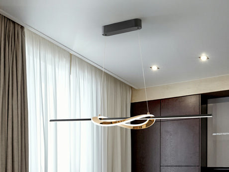 Lámpara de techo colgante Schuller Enora dorado brillo y negro acero CCT con mando 228091