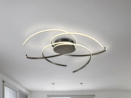 Plafón Schuller Cadence grande LED negro acero CCT con mando Ø100cm 228176
