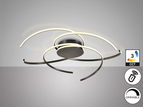 Plafón Schuller Cadence grande LED negro acero CCT con mando Ø100cm vista 2