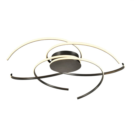 Plafón Schuller Cadence grande LED negro acero CCT con mando Ø100cm ambiente
