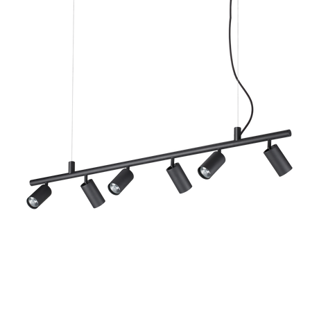 Lámpara colgante Ideal Lux Dynamite 6 luces 168W 115,5cm redonda negro — ref. 231396 (1)
