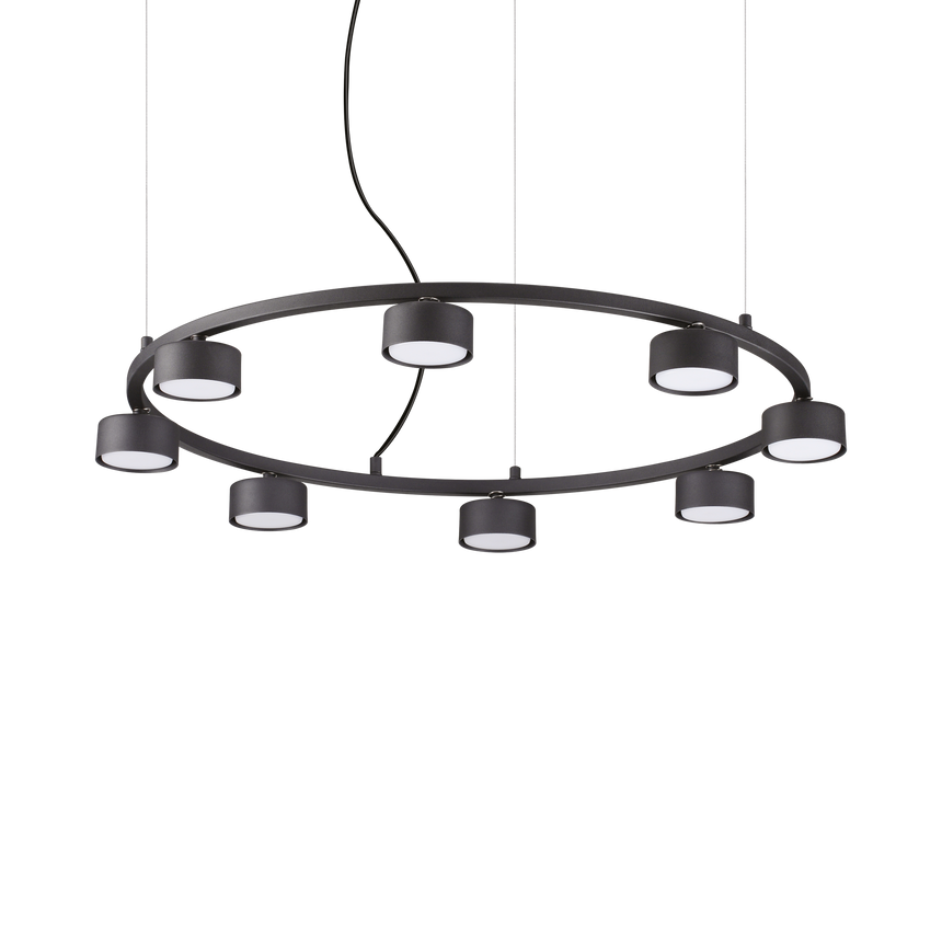 Lámpara colgante Ideal Lux Minor negro 8 luces 72W Ø76,5cm 235547