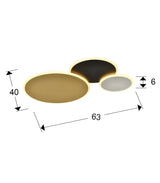 Plafón Schuller Umbra LED oro y negro 3000K dimensiones