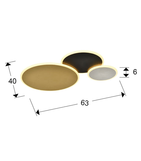 Plafón Schuller Umbra LED oro y negro 3000K dimensiones