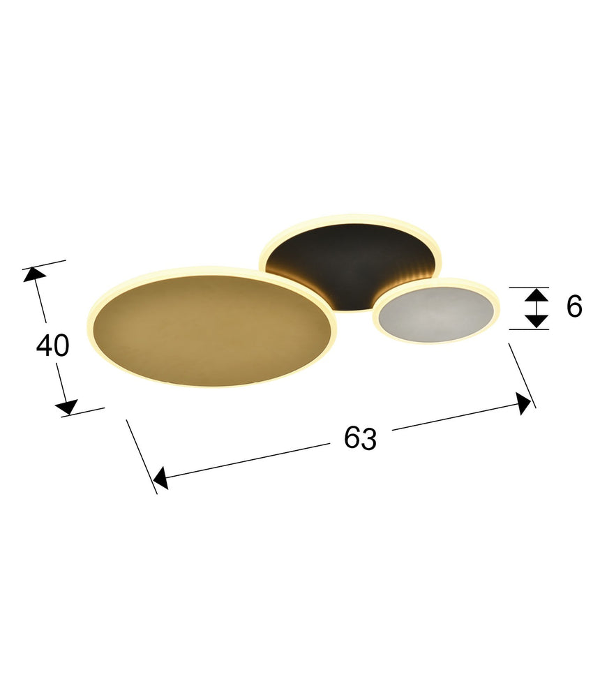 Plafón Schuller Umbra LED oro y negro 3000K dimensiones