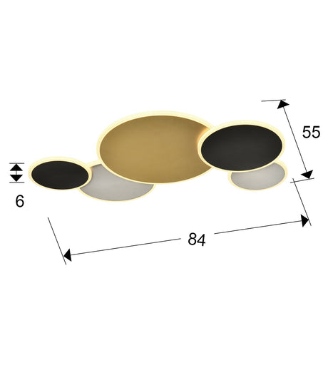 Plafón Schuller Umbra LED oro y negro 3000K dimensiones