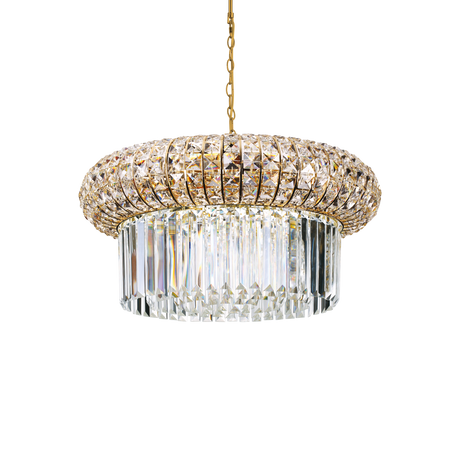 Lámpara colgante Ideal Lux Nabucco dorado cristal 12 luces 480W Ø60cm 237794