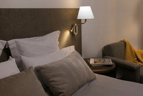 Lámpara de pared aplique Faro Eterna derecho con lector E27 LED cromo y blanco — ref. 24006-10 (2)