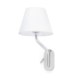 Lámpara de pared aplique Faro Eterna derecho con lector E27 LED cromo y blanco — ref. 24006-10 (1)