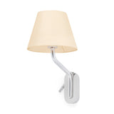 Lámpara de pared aplique Faro Eterna derecho con lector E27 LED cromo y beige — ref. 24006-11 (1)