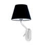 Lámpara de pared aplique Faro Eterna derecho con lector E27 LED cromo y negro 24006-12