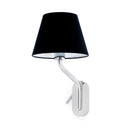 Lámpara de pared aplique Faro Eterna derecho con lector E27 LED cromo y negro 24006-12