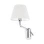 Lámpara de pared aplique Faro Eterna izquierdo con lector E27 LED cromo y blanco 24007-10