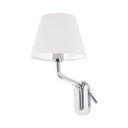 Lámpara de pared aplique Faro Eterna izquierdo con lector E27 LED cromo y blanco 24007-10
