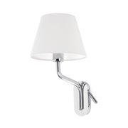 Lámpara de pared aplique Faro Eterna izquierdo con lector E27 LED cromo y blanco 24007-10