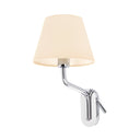 Lámpara de pared aplique Faro Eterna izquierdo con lector E27 LED cromo y beige — ref. 24007-11 (1)