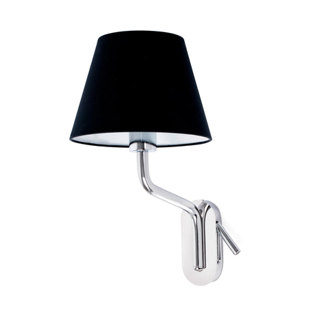 Lámpara de pared aplique Faro Eterna izquierdo con lector E27 LED cromo y negro — ref. 24007-12 (1)