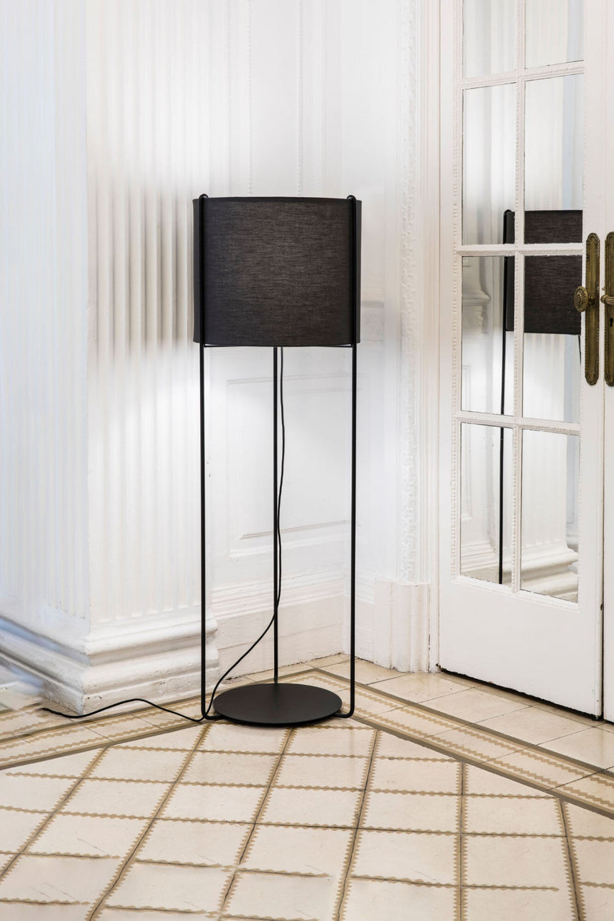 Lámpara de pie salón Faro Drum E27 Ø32cm negro y gris oscuro — ref. 24023-34 (2)