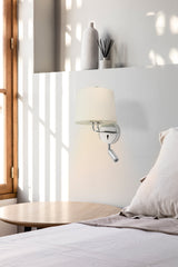 Faro MONTREAL Lámpara aplique con lector cromo/beige 24033-02