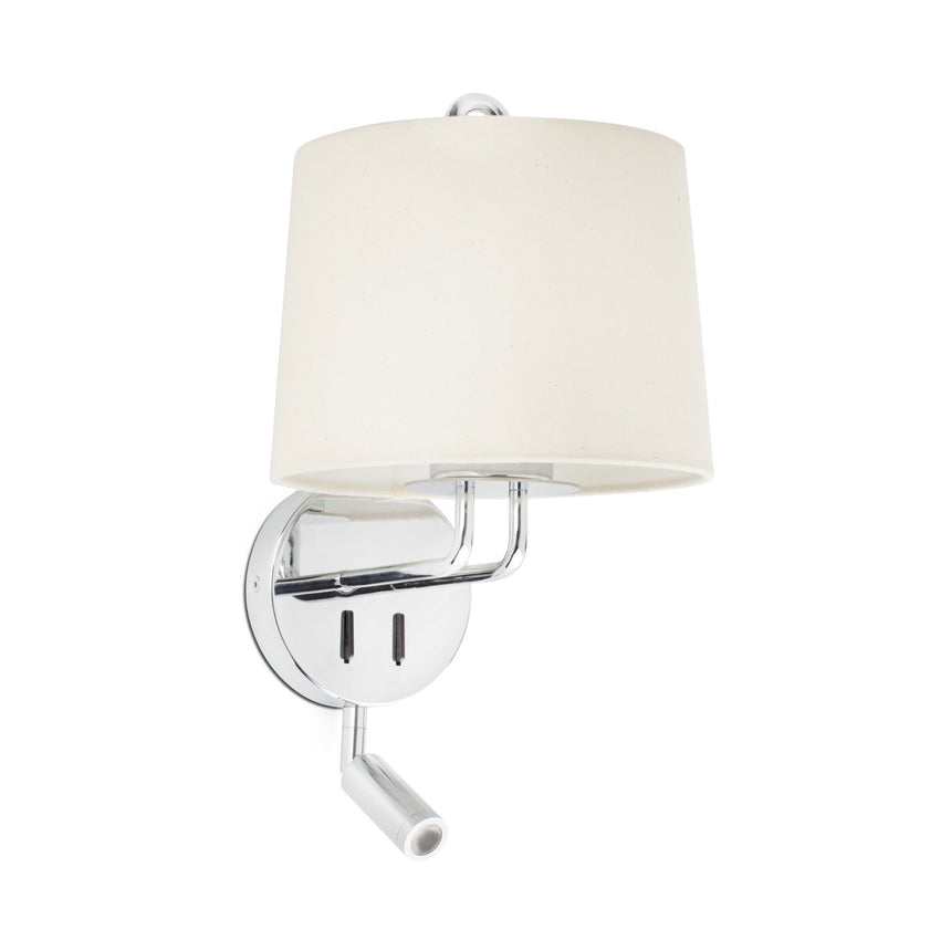 Faro MONTREAL Lámpara aplique con lector cromo/beige 24033-02