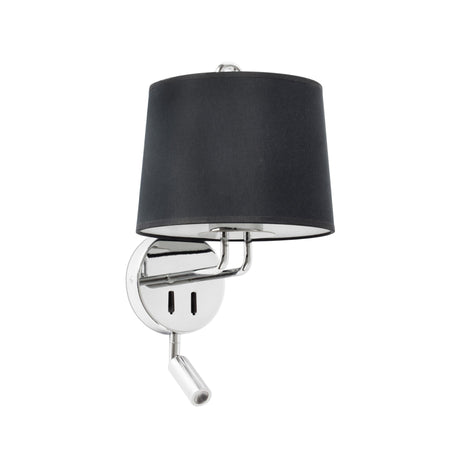 Lámpara de pared aplique Faro Montreal con lector E27 LED cromo y negro — ref. 24033-03 (1)