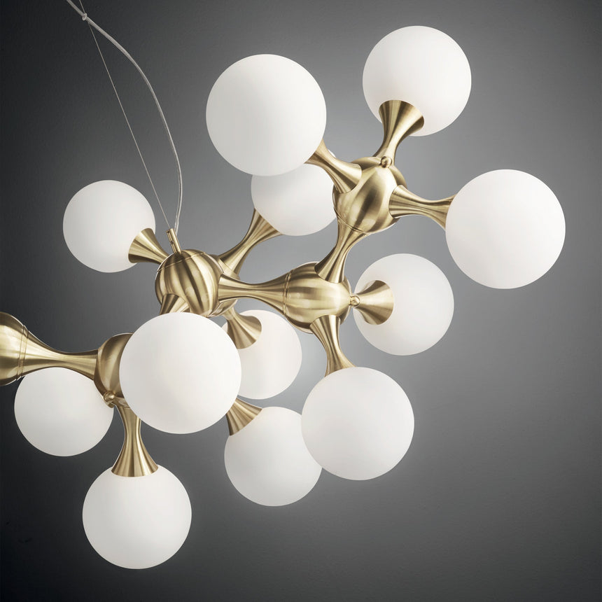 Lámpara colgante 15 bolas Ideal Lux Nodi cristal 15 luces Ø105cm E14 latón — ref. 241012 (2)