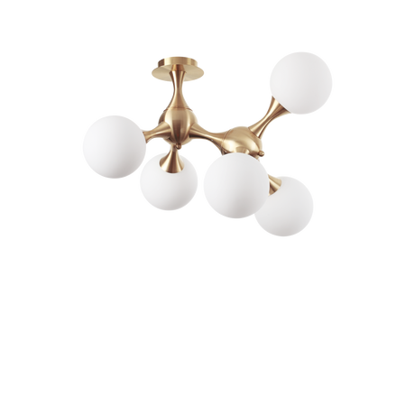 Plafón de techo Ideal Lux Nodi latón cristal 5 luces 140W Ø55cm 241050