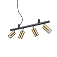 Lámpara colgante Ideal Lux Dynamite latón 4 luces 112W Ø76cm 244624