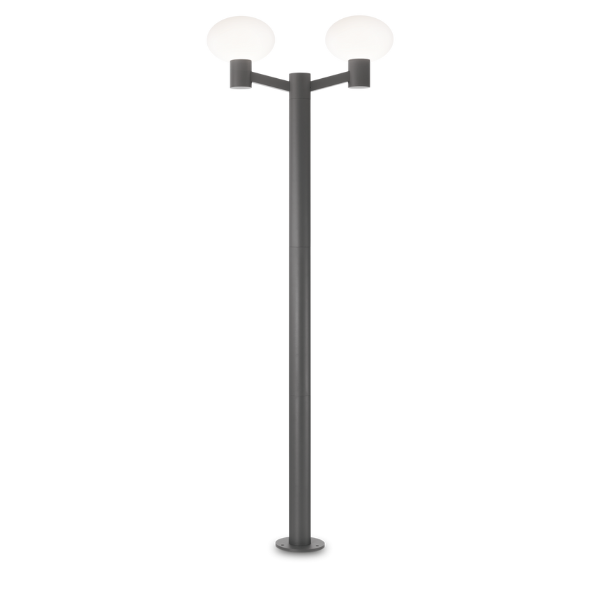 Farola de exterior Ideal Lux Clio 2 luces IP44 197cm E27 antracita — ref. 249490 (1)
