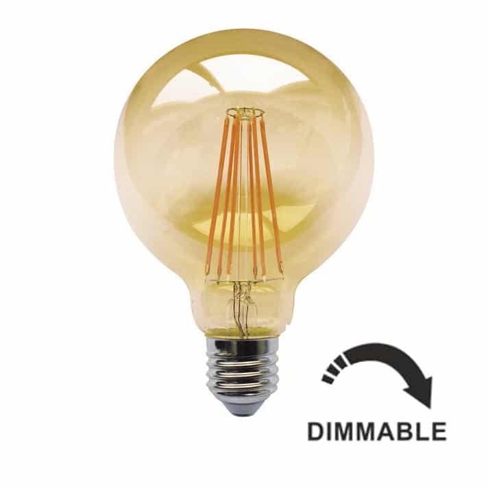 EB Bombilla Globo Cristal Gold Filamento LED G95 Regulable 7W 2200K 360º