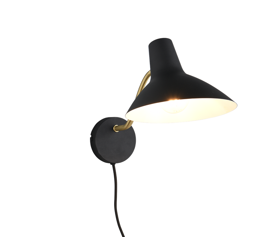 Aplique de pared Trio Traveller negro y dorado 38cm 263470180