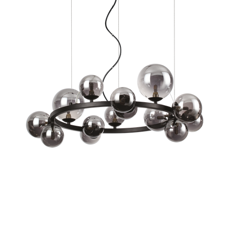 Lámpara colgante Ideal Lux Perlage fumé cristal 14 luces 210W Ø85cm 271385