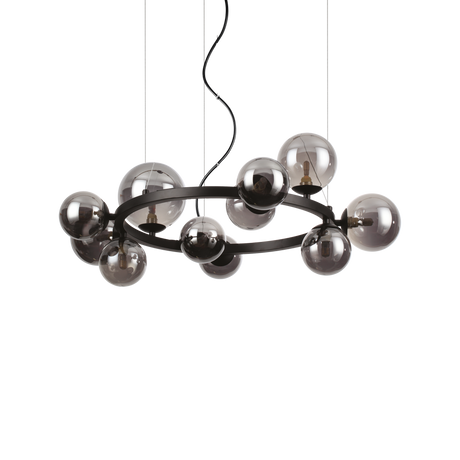Lámpara colgante Ideal Lux Perlage fumé cristal 11 luces 165W Ø73cm 271392