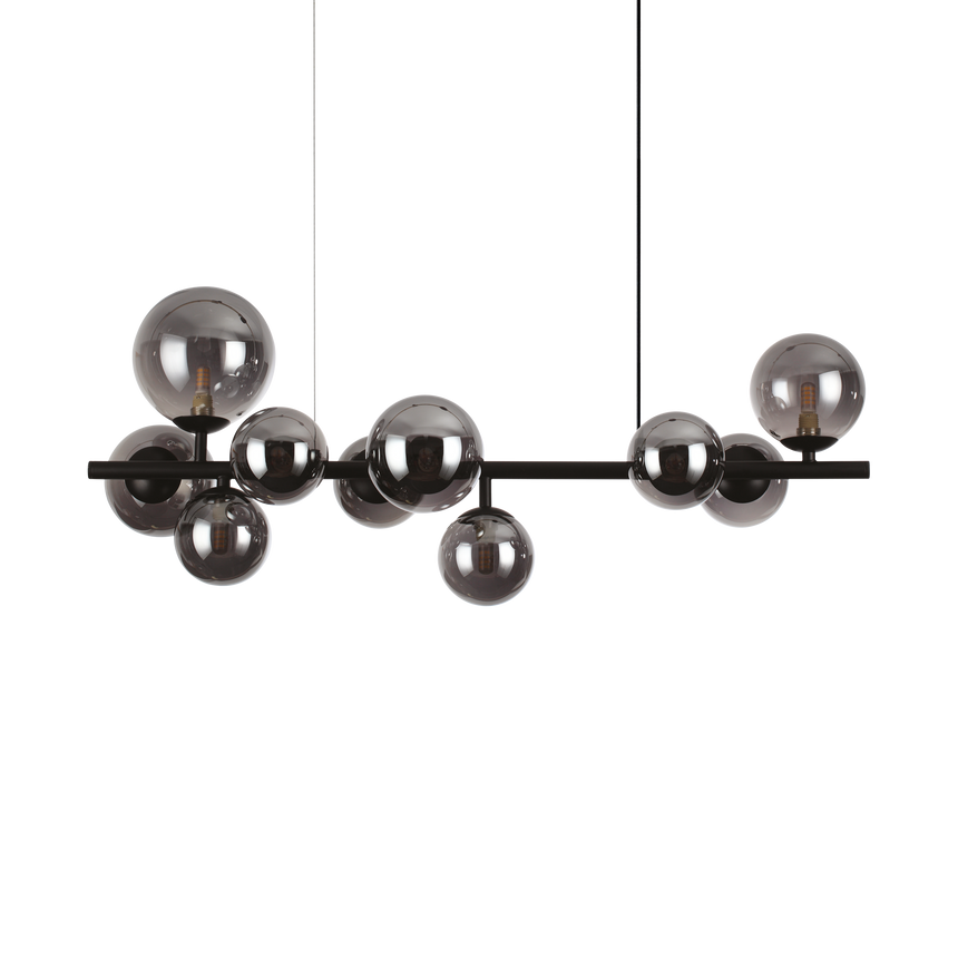 Lámpara colgante Ideal Lux Perlage fumé cristal 10 luces 150W Ø81cm 271408