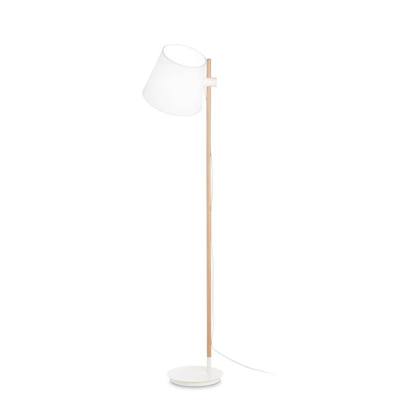 Lámpara de pie Ideal Lux Axel blanco madera y tela 60W 168cm 272245