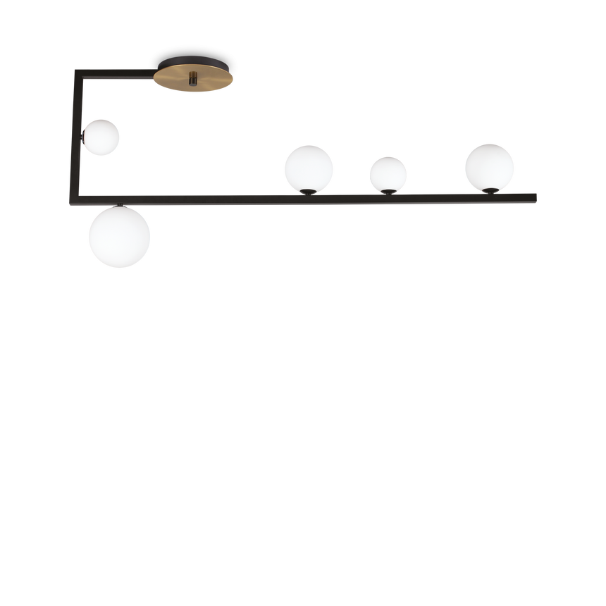 Plafón de techo Ideal Lux Birds negro cristal 5 luces 75W Ø115cm 273631