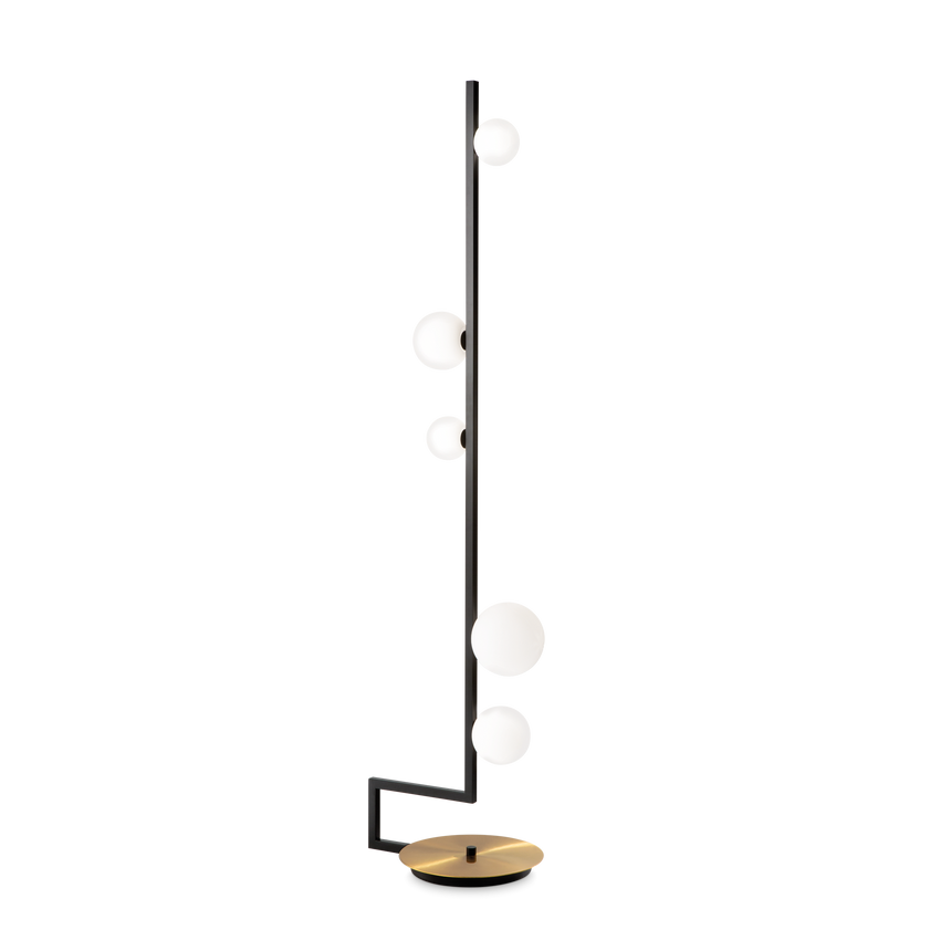 Lámpara de pie Ideal Lux Birds negro cristal 5 luces 75W 160cm 273662