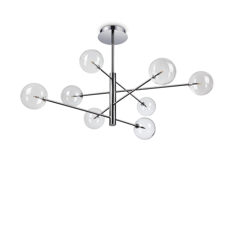 Lámpara colgante Ideal Lux Equinoxe cristal 8 luces 16W Ø128cm cromo — ref. 275178 (1)