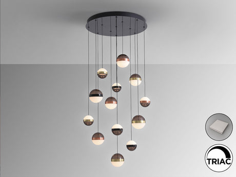 Lámpara de techo colgante Schuller Orbes grande 13 luces negro y 3 metal 3000K vista 3