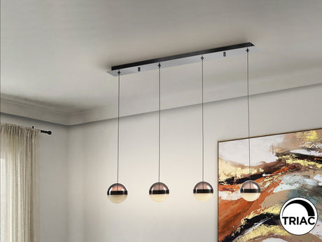 Lámpara de techo colgante Schuller Orbes 4 luces negro y smoke 3000K