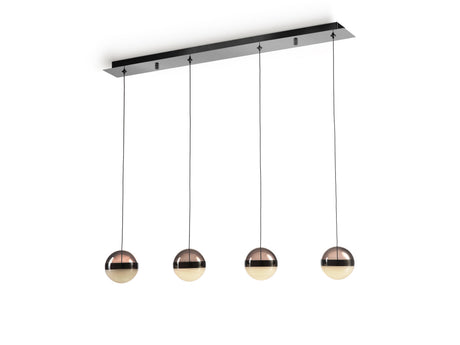 Lámpara de techo colgante Schuller Orbes 4 luces negro y smoke 3000K ambiente
