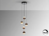 Schuller ORBES Lámpara de techo colgante 5 luces negro, cobre y latón 276542