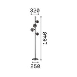 Lámpara de pie Ideal Lux Perlage cristal 4 luces 60W 164cm blanco — ref. 277967 (2)